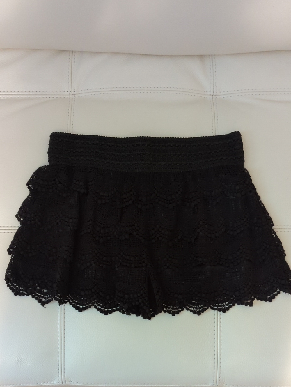 Women's Black Lace Layered Shorts with Elastic Waist